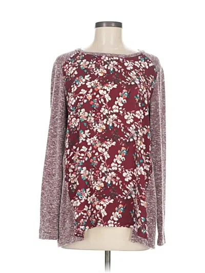 Pre-owned Van Heusen Long Sleeve Top Burgundy Boatneck Tops