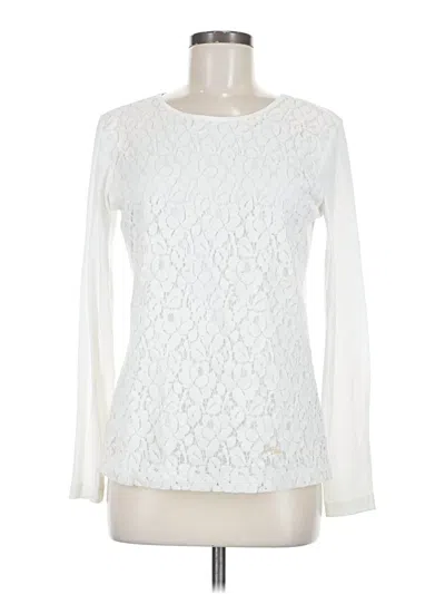 Pre-owned Van Heusen Long Sleeve Top Ivory Boatneck Tops