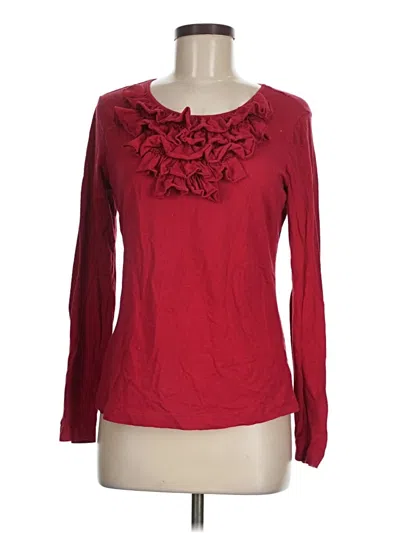 Pre-owned Van Heusen Long Sleeve Top Red Ruffles Neckline Tops