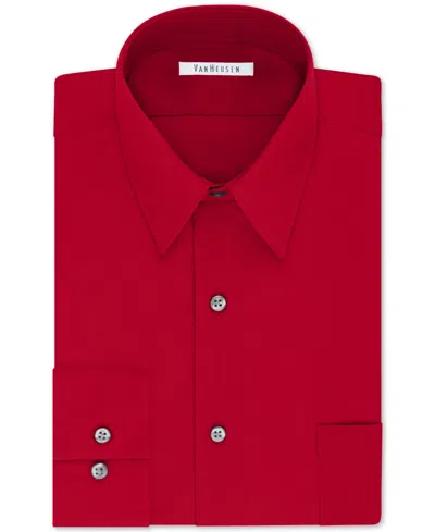 Van Heusen Men's Big & Tall Classic/regular Fit Wrinkle Free Poplin Solid Dress Shirt In Flame