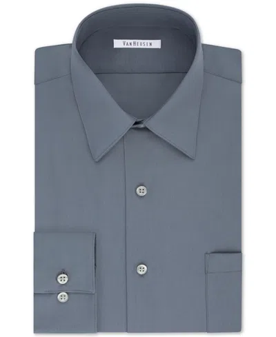 Van Heusen Men's Big & Tall Classic/regular Fit Wrinkle Free Poplin Solid Dress Shirt In Grey