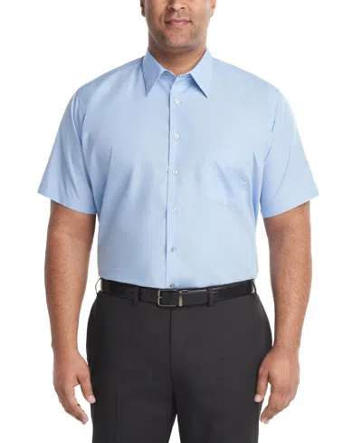 Van Heusen Men's Big & Tall Poplin Short Sleeve Dress Shirt In Cameo Blue