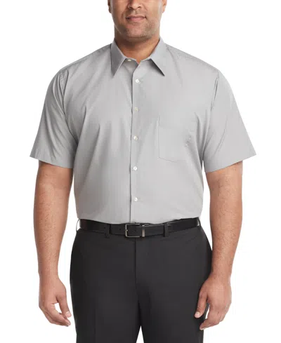 Van Heusen Men's Big & Tall Poplin Short Sleeve Dress Shirt In Grey Stone
