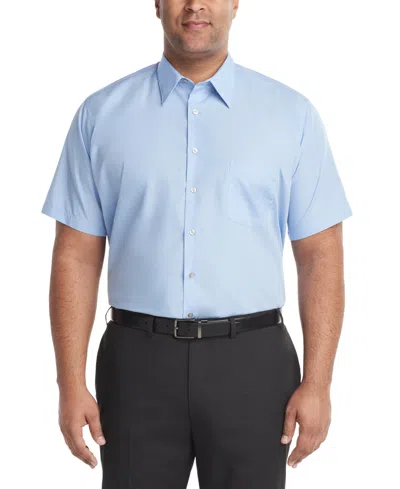 Van Heusen Men's Big & Tall Poplin Short Sleeve Dress Shirt In Blue