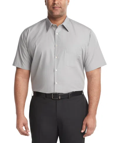 Van Heusen Men's Big & Tall Poplin Short Sleeve Dress Shirt In Gray