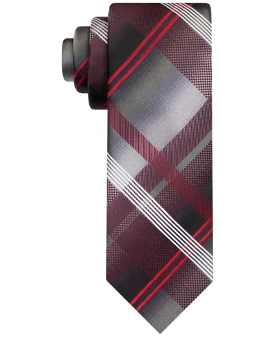 Van Heusen Men's Classic Large-grid Long Tie In Red