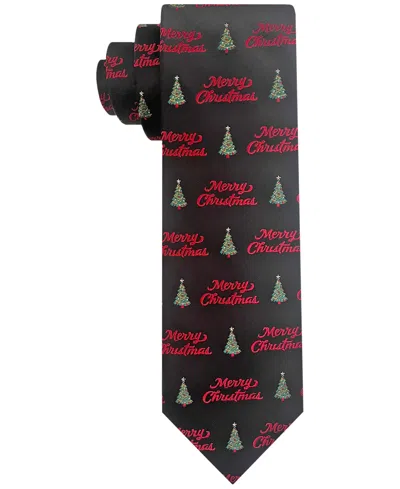 Van Heusen Men's Merry Christmas Tree Tie In Black