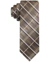 Van Heusen Men's Metallic Grid Long Tie In Taupe