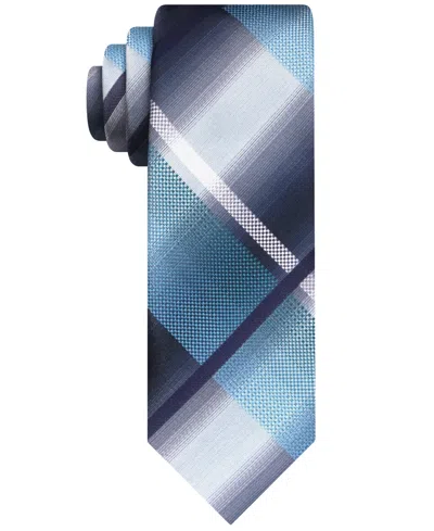 Van Heusen Men's Shaded Swirls Plaid Tie In Aqua