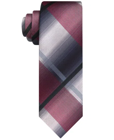Van Heusen Men's Shaded Swirls Plaid Tie In Red
