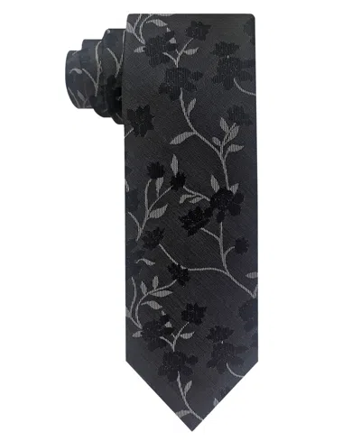 Van Heusen Men's Tonal Floral Slim Tie In Black