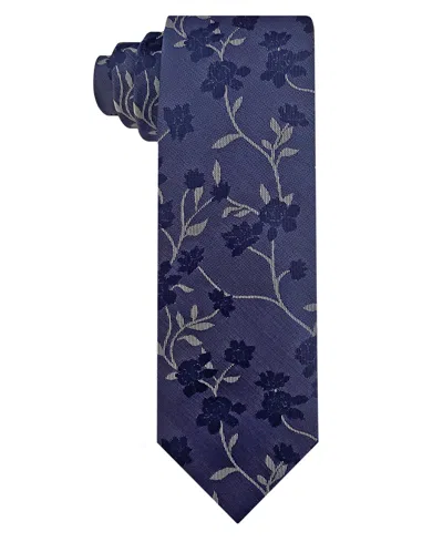 Van Heusen Men's Tonal Floral Slim Tie In Blue