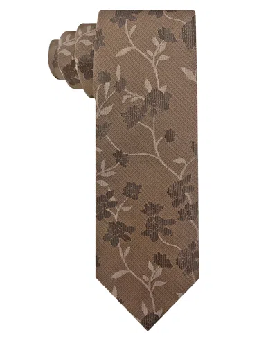 Van Heusen Men's Tonal Floral Slim Tie In Brown