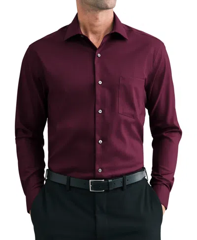 Van Heusen Men's Ultra Stretch Wrinkle-free Dress Shirt In Burgundy