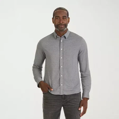 Van Heusen Mens Long Sleeve Classic Fit Button-down Shirt In Gray