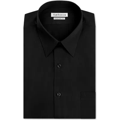 Van Heusen Mens Poplin Regular Fit Button-down Shirt In Black