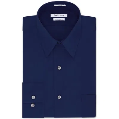 Van Heusen Mens Poplin Regular Fit Button-down Shirt In Blue