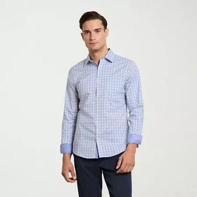 Van Heusen Originals Mens Long Sleeve Slim Fit Button-down Shirt In Blue