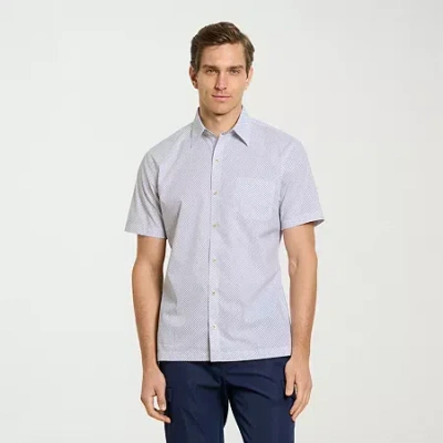 Van Heusen Originals Mens Short Sleeve Regular Fit Button-down Shirt In Blue