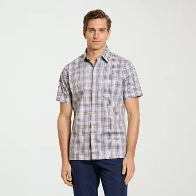 Van Heusen Originals Mens Short Sleeve Regular Fit Button-down Shirt In Gray