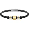 Van Heusen Ornament Leather Bracelet In Gold
