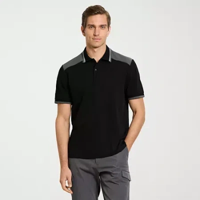 Van Heusen Performance Mens Regular Fit Short Sleeve Polo Shirt In Black