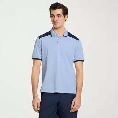 Van Heusen Performance Mens Regular Fit Short Sleeve Polo Shirt In Blue