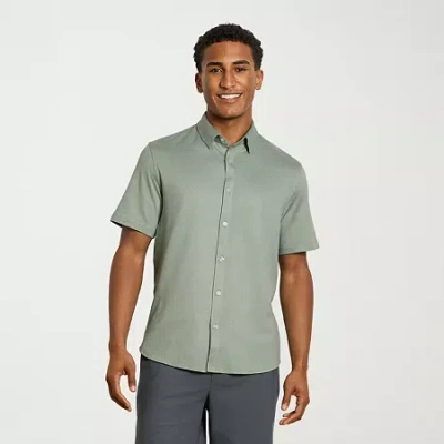 Van Heusen Performance Mens Short Sleeve Regular Fit Button-down Shirt In Green