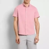Van Heusen Performance Mens Short Sleeve Slim Fit Stretch Fabric Button-down Shirt In Pink