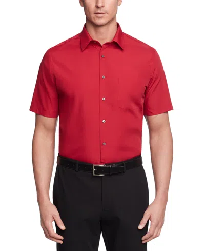 Van Heusen Poplin Solid Short-sleeve Dress Shirt In Flame