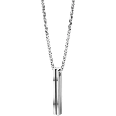 Van Heusen Rectangular Bar Pendant Necklace In Silver