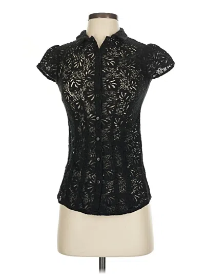 Pre-owned Van Heusen Short Sleeve Blouse In Black