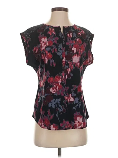Pre-owned Van Heusen Short Sleeve Blouse In Black