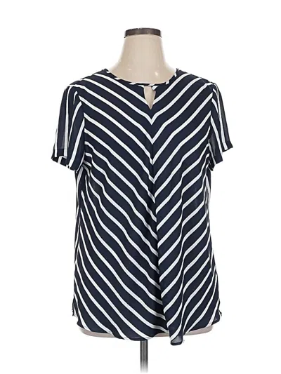 Pre-owned Van Heusen Short Sleeve Blouse In Blue