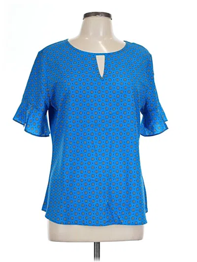 Pre-owned Van Heusen Short Sleeve Blouse In Blue