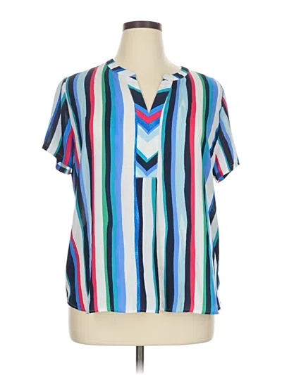 Pre-owned Van Heusen Short Sleeve Blouse In Blue