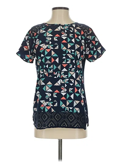 Pre-owned Van Heusen Short Sleeve Blouse In Blue