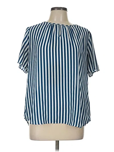 Pre-owned Van Heusen Short Sleeve Blouse In Blue