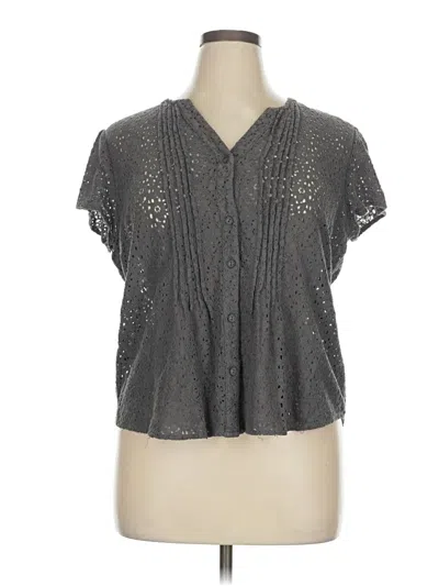 Pre-owned Van Heusen Short Sleeve Blouse In Gray
