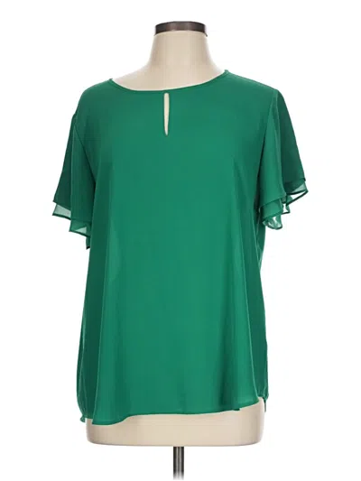 Pre-owned Van Heusen Short Sleeve Blouse In Green