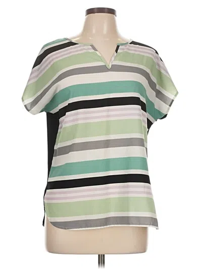 Pre-owned Van Heusen Short Sleeve Blouse In Green