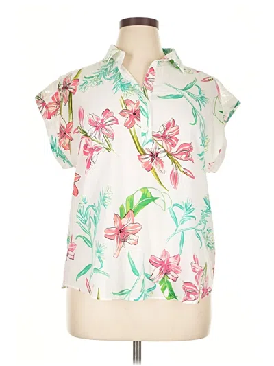 Pre-owned Van Heusen Short Sleeve Blouse In Ivory