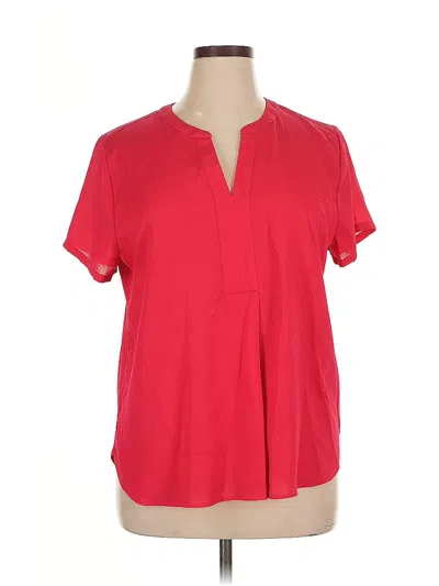 Pre-owned Van Heusen Short Sleeve Blouse In Red