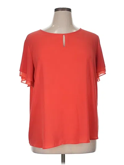 Pre-owned Van Heusen Short Sleeve Blouse In Red