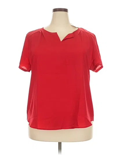 Pre-owned Van Heusen Short Sleeve Blouse In Red