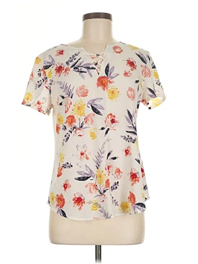 Pre-owned Van Heusen Short Sleeve Blouse In White