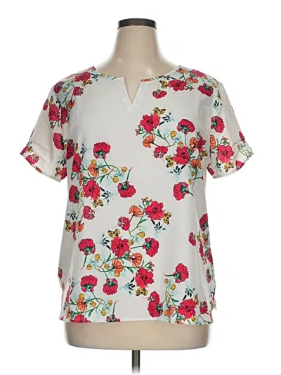 Pre-owned Van Heusen Short Sleeve Blouse In White
