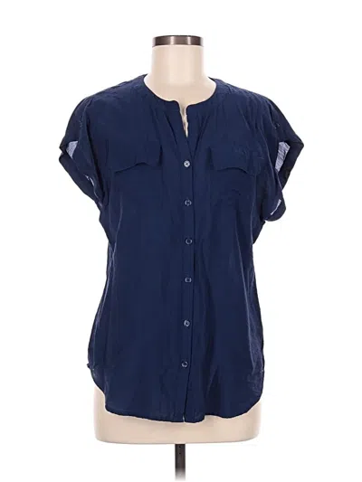 Pre-owned Van Heusen Short Sleeve Henley Shirt In Blue