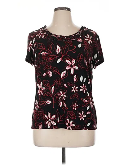 Pre-owned Van Heusen Short Sleeve Top Black Scoop Neck Tops