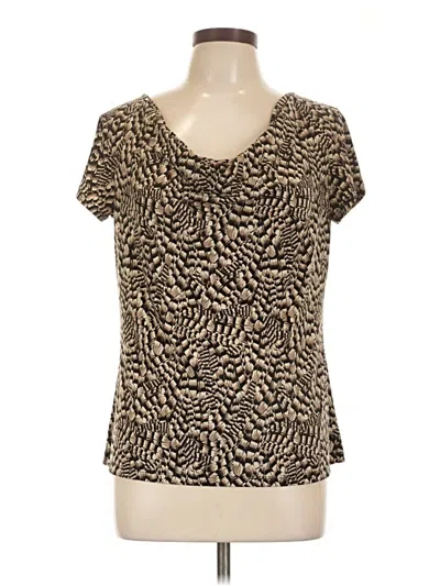Pre-owned Van Heusen Short Sleeve Top Brown Animal Print Pattern Scoop Neck Tops